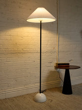 Load image into Gallery viewer, Modern Black Floor Lamp with White Pleated Shade and Marble Base
