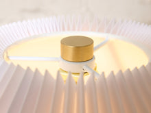 Load image into Gallery viewer, Modern Brass Floor Lamp with White Pleated Shade and Marble Base
