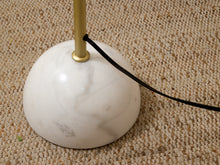 Load image into Gallery viewer, Modern Brass Floor Lamp with White Pleated Shade and Marble Base
