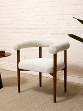 Load image into Gallery viewer, Modern Sculptural Barrel Armchair in Cream Bouclé with Walnut Legs

