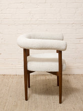 Load image into Gallery viewer, Modern Sculptural Barrel Armchair in Cream Bouclé with Walnut Legs
