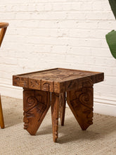 Load image into Gallery viewer, Vintage Spanish Hacienda Hand-Carved Wood Side Table
