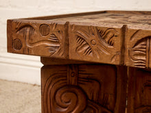 Load image into Gallery viewer, Vintage Spanish Hacienda Hand-Carved Wood Side Table

