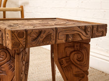 Load image into Gallery viewer, Vintage Spanish Hacienda Hand-Carved Wood Side Table
