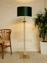 Load image into Gallery viewer, Vintage Hollywood Regency Lucite and Brass Floor Lamp with Built-In Table
