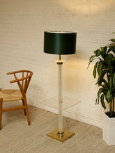 Load image into Gallery viewer, Vintage Hollywood Regency Lucite and Brass Floor Lamp with Built-In Table
