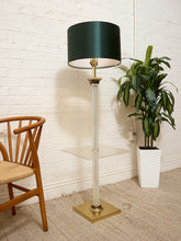 Load image into Gallery viewer, Vintage Hollywood Regency Lucite and Brass Floor Lamp with Built-In Table
