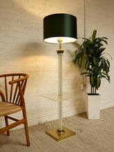 Load image into Gallery viewer, Vintage Hollywood Regency Lucite and Brass Floor Lamp with Built-In Table
