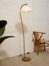 Load image into Gallery viewer, Modern Brass-Tone Floor Lamp with Pleated Shade

