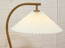 Load image into Gallery viewer, Modern Brass-Tone Floor Lamp with Pleated Shade
