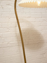 Load image into Gallery viewer, Modern Brass-Tone Floor Lamp with Pleated Shade
