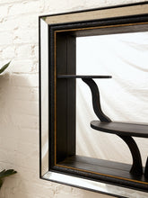 Load image into Gallery viewer, Vintage Postmodern Black Mirror with Sculptural Display Shelves
