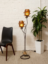 Load image into Gallery viewer, Vintage Atomic Mid-Century Two-Light Floor Lamp with Fiberglass Shades
