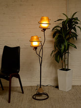 Load image into Gallery viewer, Vintage Atomic Mid-Century Two-Light Floor Lamp with Fiberglass Shades
