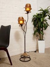 Load image into Gallery viewer, Vintage Atomic Mid-Century Two-Light Floor Lamp with Fiberglass Shades
