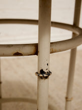 Load image into Gallery viewer, Vintage Bamboo-Style Metal Stool with Cognac Upholstered Seat
