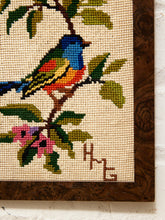 Load image into Gallery viewer, Vintage Framed Needlepoint Birds and Flowers Wall Art
