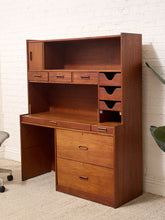 Load image into Gallery viewer, Vintage Mid-Century Modern Teak Secretary Desk with Fold-Down Writing Surface
