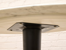 Load image into Gallery viewer, Modern Oval Faux Marble Dining Table with Black and Brass Pedestal Base
