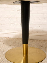 Load image into Gallery viewer, Modern Oval Faux Marble Dining Table with Black and Brass Pedestal Base
