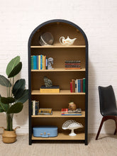 Load image into Gallery viewer, Sculptural Arched Bookcase in Natural Wood with Black Frame
