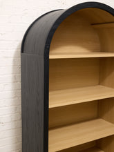 Load image into Gallery viewer, Sculptural Arched Bookcase in Natural Wood with Black Frame
