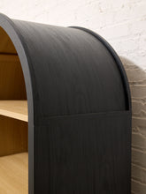 Load image into Gallery viewer, Sculptural Arched Bookcase in Natural Wood with Black Frame
