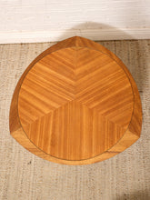 Load image into Gallery viewer, Vintage Brown Saltman Mid-Century Modern Round Walnut Side Table with Geometric Top
