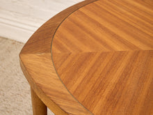 Load image into Gallery viewer, Vintage Brown Saltman Mid-Century Modern Round Walnut Side Table with Geometric Top
