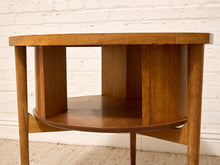 Load image into Gallery viewer, Vintage Brown Saltman Mid-Century Modern Round Walnut Side Table with Geometric Top
