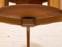 Load image into Gallery viewer, Vintage Brown Saltman Mid-Century Modern Round Walnut Side Table with Geometric Top
