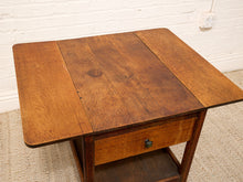 Load image into Gallery viewer, Vintage Oak Rolling Side Table Cart with Drawer and Lower Shelf
