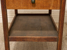 Load image into Gallery viewer, Vintage Oak Rolling Side Table Cart with Drawer and Lower Shelf
