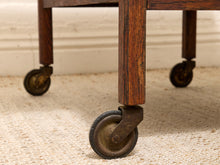 Load image into Gallery viewer, Vintage Oak Rolling Side Table Cart with Drawer and Lower Shelf
