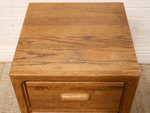 Load image into Gallery viewer, Vintage Mid-Century Modern Three-Drawer Oak Nightstand with Sculptural Pulls
