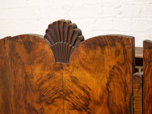 Load image into Gallery viewer, Vintage Art Deco Burl Wood Wardrobe Armoire with Hand-Painted Botanical Doors
