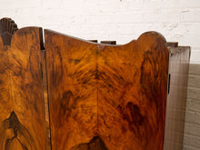 Load image into Gallery viewer, Vintage Art Deco Burl Wood Wardrobe Armoire with Hand-Painted Botanical Doors
