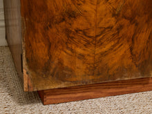 Load image into Gallery viewer, Vintage Art Deco Burl Wood Wardrobe Armoire with Hand-Painted Botanical Doors
