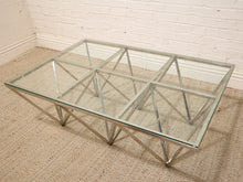 Load image into Gallery viewer, Modern Chrome Geometric Coffee Table with Glass Top
