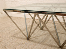 Load image into Gallery viewer, Modern Chrome Geometric Coffee Table with Glass Top
