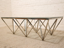 Load image into Gallery viewer, Modern Chrome Geometric Coffee Table with Glass Top
