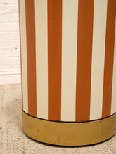 Load image into Gallery viewer, Postmodern Orange and Cream Striped Pedestal Dining Table with Glass Top
