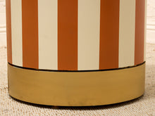 Load image into Gallery viewer, Postmodern Orange and Cream Striped Pedestal Dining Table with Glass Top
