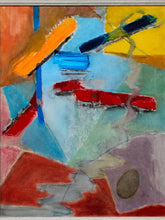 Load image into Gallery viewer, Color Interlude Framed Abstract Painting with Red, Blue, Yellow, and Orange Forms

