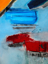 Load image into Gallery viewer, Color Interlude Framed Abstract Painting with Red, Blue, Yellow, and Orange Forms
