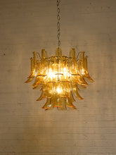 Load image into Gallery viewer, 70s Italian-Style Amber Glass Petal Chandelier
