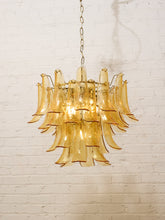Load image into Gallery viewer, 70s Italian-Style Amber Glass Petal Chandelier
