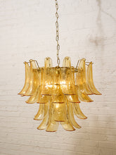 Load image into Gallery viewer, 70s Italian-Style Amber Glass Petal Chandelier
