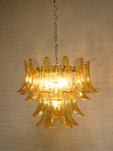Load image into Gallery viewer, 70s Italian-Style Amber Glass Petal Chandelier

