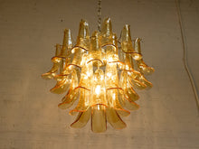 Load image into Gallery viewer, 70s Italian-Style Amber Glass Petal Chandelier
